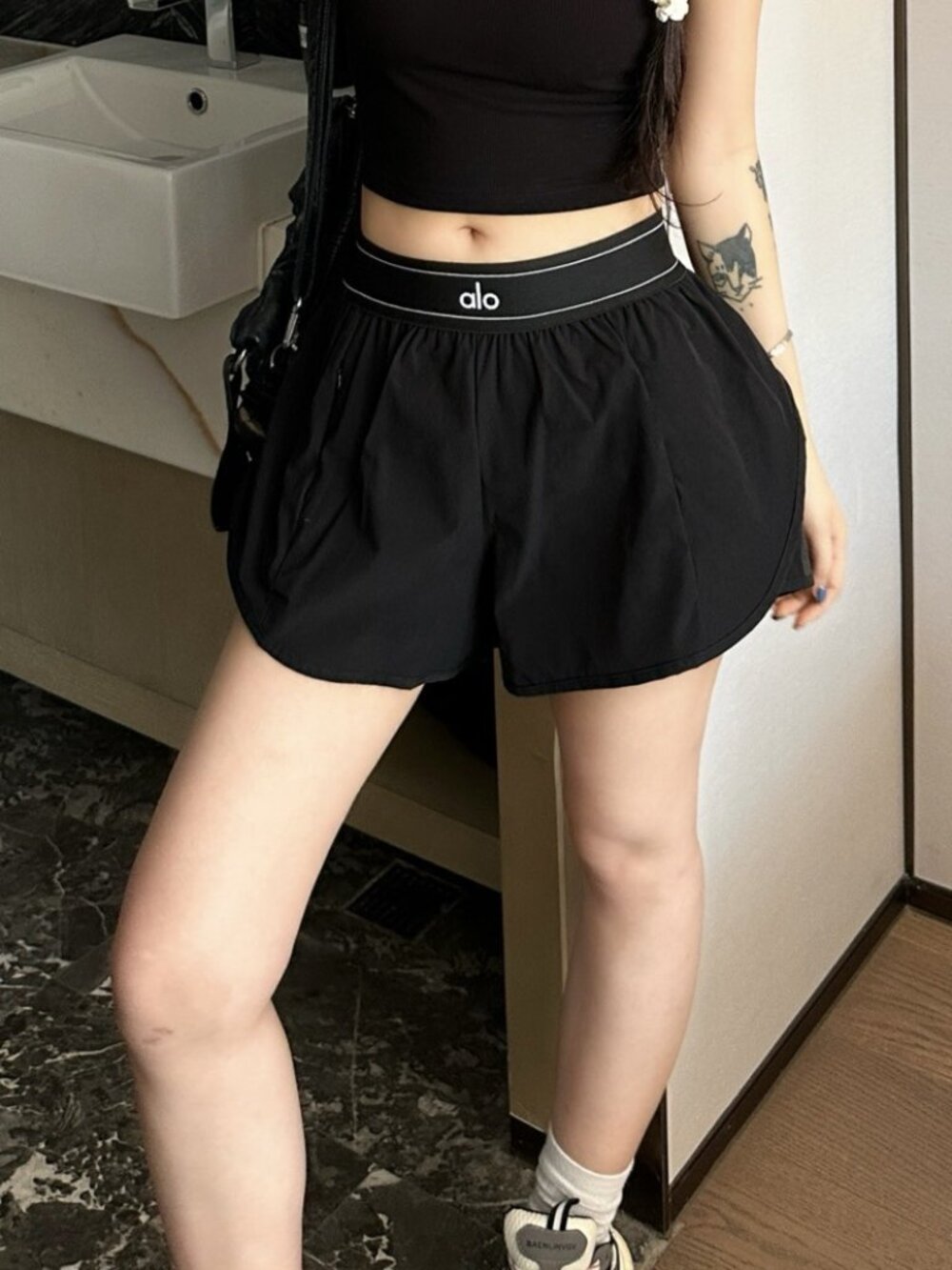 🖤✨ALO  Match Point Short Black Athletic Shorts Casual Comfortable and Versatile